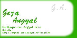 geza angyal business card